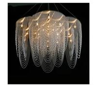 ksxnkhk Lustre Moderne en Acier Noir à LED G9, luminaire Suspendu à Pampilles argentées, idéal pour Un Salon ou Une Villa (D40 cm)