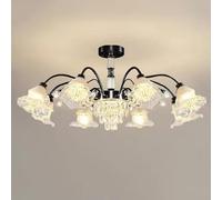 ksxnkhk Lustre Moderne en Cristal Noir à encastrer, Suspension en Verre soufflé à la Main, Style Fleur de Lait, Style Milieu du siècle, pour Chambre à Coucher, Salon, Hall d'entrée, cuisin