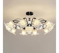 ksxnkhk Lustre Moderne en Cristal Noir à encastrer, Suspension en Verre soufflé à la Main, Style Fleur de Lait, Style Milieu du siècle, pour Chambre à Coucher, Salon, Hall d'entrée, cuisin