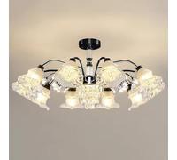 ksxnkhk Lustre Moderne en Cristal Noir à encastrer, Suspension en Verre soufflé à la Main, Style Fleur de Lait, Style Milieu du siècle, pour Chambre à Coucher, Salon, Hall d'entrée, cuisin