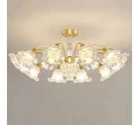 ksxnkhk Lustre Moderne en Cristal Noir à encastrer, Suspension en Verre soufflé à la Main, Style Fleur de Lait, Style Milieu du siècle, pour Chambre à Coucher, Salon, Hall d'entrée, cuisin