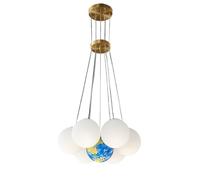 ksxnkhk Lustre Moderne en Forme de Globe en Verre dépoli, idéal pour Une Table à Manger ou Un Salon, Impression 3D créative, luminaire Suspendu en Forme de Lune et de planète, idéal pour