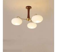 ksxnkhk Lustre Moderne en Verre de Lait du Milieu du siècle, plafonnier Semi-encastré, luminaire Suspendu en Bois Rustique de Ferme, Grand Lustre Rond Spoutnik pour Salle à Manger, Salon,