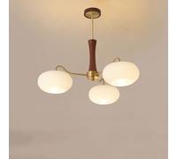 ksxnkhk Lustre Moderne en Verre de Lait du Milieu du siècle, plafonnier Semi-encastré, luminaire Suspendu en Bois Rustique de Ferme, Grand Lustre Rond Spoutnik pour Salle à Manger, Salon,