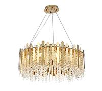 ksxnkhk Lustre Moderne, plafonnier Rond en Cristal doré, Hauteur réglable, pour Salle à Manger, Salon, hôtel, doré, 60 cm