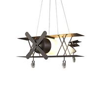 ksxnkhk Lustre Moderne rétro pour Chambre d'enfant, Lampe Suspendue en Fer en Forme d'avion E27, Protection des Yeux, Design créatif en Bois, Design Dessin animé