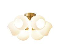 ksxnkhk Lustre, plafonnier 6 lumières en Laiton brossé, plafonnier Semi-encastré Moderne en Forme de Globe avec Verre dépoli Blanc, Compatible avec Le Lustre Sputnik du Milieu du siècle du