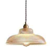 ksxnkhk Lustre rétro en Verre Transparent avec Finition en Laiton brossé, Suspension en cuivre Compatible avec Le Salon, éclairage de Salle à Manger à Hauteur réglable, plafonnier
