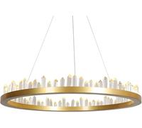ksxnkhk Lustre Rond Moderne en Cristal, Trois températures de Couleur, plafonnier LED Rond Iceberg, luminaire Suspendu