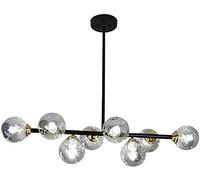 ksxnkhk Lustre Spoutnik à 8 lumières, Style Vintage, Style années 50, Noir, luminaire Suspendu, idéal pour Une Salle à Manger, Un Salon, Une Cuisine ou Un îlot de Cuisine, Gris, 96 x 72 cm