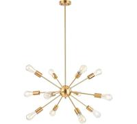 ksxnkhk Lustre Spoutnik Contemporain à 12 lumières en Laiton brossé, Style Moderne du Milieu du siècle, luminaire Suspendu pour îlot de Cuisine, Salle à Manger, Plafond doré, pour Salon, l