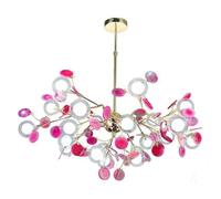 ksxnkhk Lustre Spoutnik Firefly, Suspension LED avec 13 Ampoules G4, Design Moderne en marbre, luminaire de Plafond pour îlot de Cuisine, Salon (Pierre d'agate Rose)