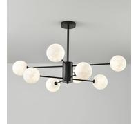 ksxnkhk Lustre Spoutnik Moderne du Milieu du siècle Noir Blanc Milk Moon Lustre Semi-encastré Vintage plafonnier Industriel Rustique pour Chambre à Coucher, îlot de Cuisine, Salon, Salle à