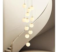 ksxnkhk Lustre Suspendu Moderne à 15 lumières pour décoration d'intérieur, Style mi-siècle, en Verre Blanc givré, Chrome et Or, idéal pour Un Hall d'entrée ou Un escalier
