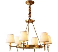 ksxnkhk Lustre Suspendu Simple à 5 lumières en Laiton, Design Moderne et Luxueux, Abat-Jour en Tissu, luminaire de Plafond (6 lumières)