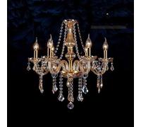 ksxnkhk Lustres en Cristal français pour Salle à Manger 6 lumières Empire Bougie en Verre ambré Lustre Antique Vintage Grand plafonnier Suspendu Chambre Salon Cuisine Îlot