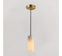 ksxnkhk Lustres en marbre, Suspension de Style Ferme, Abat-Jour cylindrique en albâtre, réglable (doré), 10,2 Pouces