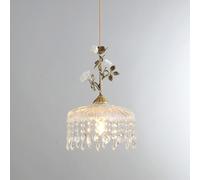 ksxnkhk Lustres en Verre à Fleurs, luminaire décoratif en céramique, Hauteur réglable, avec Abat-Jour en Verre (B)