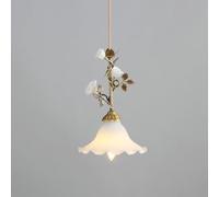 ksxnkhk Lustres en Verre à Fleurs, luminaire Suspendu en céramique, Hauteur réglable, avec Abat-Jour en Verre (Gris Loup)