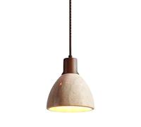 ksxnkhk Lustres Lampe Suspendue en travertin Abat-Jour en Pierre Naturelle Lampe Suspendue Lampe de Chevet en Bois Massif Mini éclairage Suspendu (Marron, 15 cm)