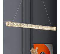 ksxnkhk Lustres linéaires en Cristal pour Salle à Manger, Lustre LED Moderne à intensité Variable, Long Lustre chromé Minimaliste, Lampe Suspendue linéaire pour îlot de Cuisine, Salon, Bar