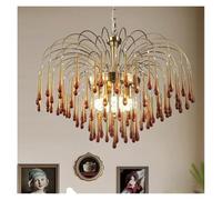 ksxnkhk Lustres, lustres en Cristal colorés de Style rétro français pour Salon, Suspension Romantique en Cristal coloré en Forme de Goutte de Pluie (D80 cm)