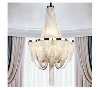 ksxnkhk Lustres Modernes à Pampilles argentées, éclairage de Salon, lustres Luxueux, Garniture pour Table à Manger de Cuisine, chaîne Lumineuse en Aluminium, Contemporain