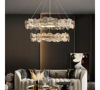 ksxnkhk Lustres Modernes pour Salon, Chambre à Coucher, décoration en Feuille de Lotus, Lampes suspendues LED, Table à Manger, Cuisine, Anneau, luminaires d'intérieur (D-60x80cm)