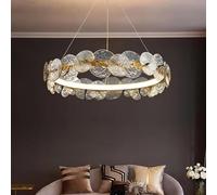 ksxnkhk Lustres Modernes pour Salon, Chambre à Coucher, décoration en Feuille de Lotus, Lampes suspendues LED, Table à Manger, Cuisine, Anneau, luminaires d'intérieur (D-80 cm)