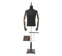 ksxnkhk Mannequin Homme, Buste, Mannequin de Couture, Hauteur réglable de 1,3 à 1,8 m, avec Bras Amovible en métal, pour Magasin de détail, Gris foncé et Marron