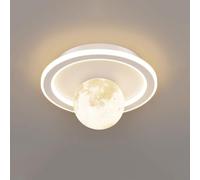 ksxnkhk Plafonnier de Chambre à Coucher Cm Moon, Montage encastré, Hauteur 13 cm, LED 3 Couleurs à intensité Variable, Fer et résine, pour couloirs et entrées (Rond)