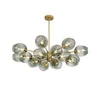 ksxnkhk Plafonnier E27 Starburst, sphère en Verre soufflé à la Main Pendant l'éclairage, Lustre Nordique Moderne Spoutnik, Lustre à Branches du Milieu du siècle - Abat-Jour Vert 16 têtes