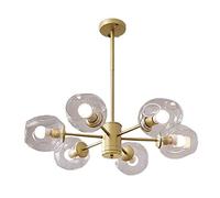 ksxnkhk Plafonnier E27 Starburst, sphère en Verre soufflé à la Main Pendant l'éclairage, Lustre Nordique Moderne Spoutnik, Lustre à Branches du Milieu du siècle - Abat-Jour Cognac 6 têtes