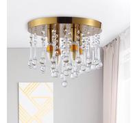 ksxnkhk Plafonnier encastré à 4 lumières, Lustre Moderne en Cristal, luminaire Rond français avec Accents de Boules de Cristal, pour diverses pièces