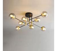 ksxnkhk Plafonnier Moderne du Milieu du siècle avec Lustre à Bulles en Verre Spoutnik pour Chambre à Coucher, Lampe de Plafond en Verre ambré Gris, luminaire de Ferme Vintage pour Salle à