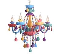 ksxnkhk Plafonnier Nordique coloré à 6 lumières pour Chambre d'enfant, Lustre pour bébé, Bougie Suspendue, éclairage de Salon en Cristal et Verre