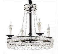 ksxnkhk Plafonniers Semi-encastrés, Lustre en Cristal Noir E12 de Style Ferme, plafonnier Industriel Rustique en Fer, Suspension Ronde pour Bougie de Ferme, éclairage de Couloir