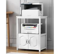 ksxnkhk Support d'imprimante sur Pied avec Rangement, Meuble Mobile pour Bureau à Domicile, Structure métallique, 3 Niveaux de Rangement pour imprimante Multifonction, étagères pour dossie