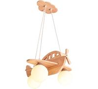 ksxnkhk Suspension Avion 3 lumières, Lustre en Verre Laiteux pour Chambre de Fille, Avion de Dessin animé, Lampe de Plafond Suspendue en Bois Vintage Moderne du Milieu du siècle pour chamb