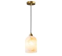 ksxnkhk Suspension élégante en albâtre, en albâtre Naturel et Laiton, luminaire Suspendu pour Salon, Salle à Manger et îlot de Cuisine, 9,9 cm de diamètre x 15 cm de Hauteur.