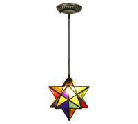 ksxnkhk Suspension en Forme d'étoile en vitrail, Style rétro, Abat-Jour, Lustre réglable de 30,5 cm, luminaire de Plafond pour café, loft, Bar, Salon, Bureau, Couloir, allée