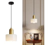 ksxnkhk Suspension en Verre Vert, Style Moderne du Milieu du siècle, Lampe Suspendue cylindrique, Petit luminaire en Forme de Lait, Lustre Vintage Nordique pour Chambre à Coucher, Salle à