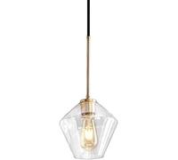 ksxnkhk Suspension Industrielle en métal et Laiton, Abat-Jour Conique en Verre Transparent, Style loft, Style rétro, Style Vintage, Lustre à LED