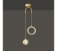 ksxnkhk Suspension LED Moderne en Forme de Globe, Finition Laiton brossé 3 000-6 000 K, 2 Sources Lumineuses, Abat-Jour en Verre, pour Salon, Chambre à Coucher, Salle à Manger (A, doré)