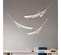 ksxnkhk Suspension LED Moderne en Forme de Plume pour Salon, Lustre en cuivre, Table Basse, îlot de Cuisine, luminaire Suspendu doré pour Salle à Manger, 3 000 k