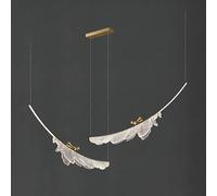 ksxnkhk Suspension LED Moderne en Forme de Plume pour Salon, Lustre en cuivre, Table Basse, îlot de Cuisine, luminaire Suspendu doré pour Salle à Manger, 3 000 k