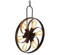 ksxnkhk Suspension, Lustre Industriel Rond en métal Noir avec Roues 1/3, Style loft rétro E-Dison, luminaire décoratif pour Salle à Manger et Cuisine