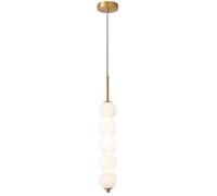 ksxnkhk Suspension Moderne à 5 lumières en Verre Blanc Laiteux, Style années 50, Design linéaire, luminaire Suspendu en Forme de Globe, idéal pour Une Cuisine, Un Bar, Une Salle à Manger o