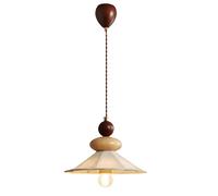 ksxnkhk Suspension Moderne avec Abat-Jour en Tissu, Mini Lustre Suspendu à 1 lumière avec Corps de Lampe en Bois Massif pour Salle à Manger, Cuisine, îlot, entrée