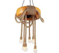 ksxnkhk Suspension rétro à 5 lumières en Corde de Style Rural, luminaire de Plafond Vintage, idéal pour Un Restaurant ou Un Restaurant